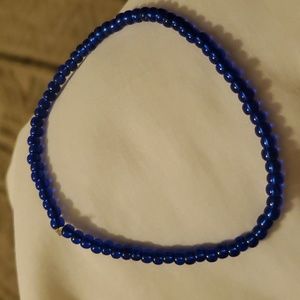 Cobalt Blue Glass Bead Handmade Stretch Bracelet